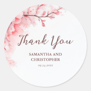 Cherry Blossom Floral Gastgeschenk Hochzeit Vielen Runder Aufkleber