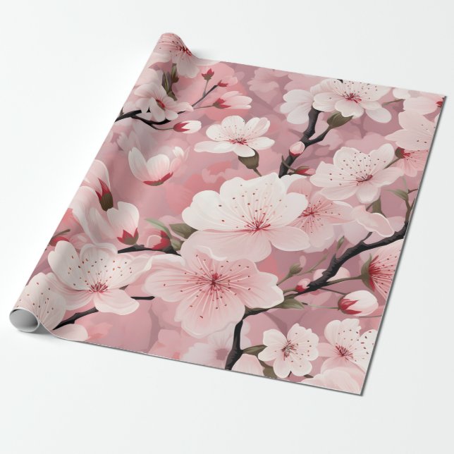 Cherry Blossom Floral Geschenkpapier (Ungerollt)