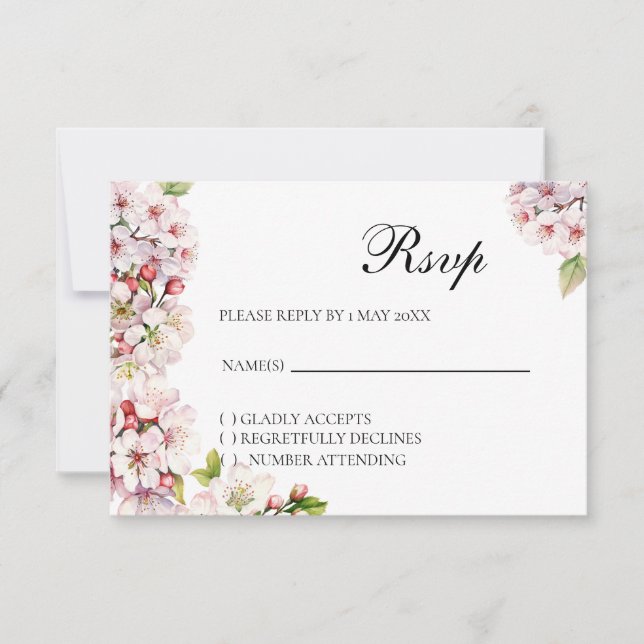 Cherry blossom Floral RSVP card Karte (Vorderseite)