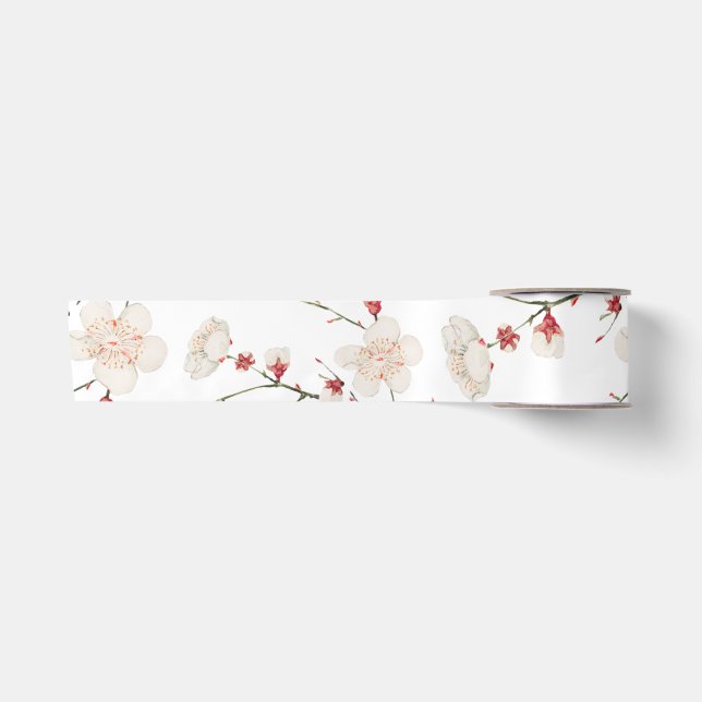 Cherry Blossom Floral Satin Ribbon Satinband (Vorderseite)
