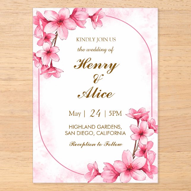 Cherry Blossom Floral Wedding Invitation Acryleinladungen (Vorderseite)