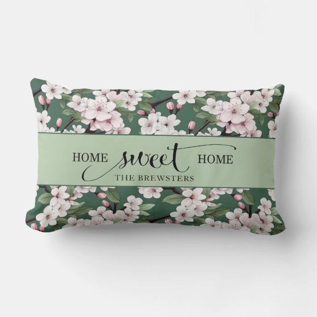 Cherry Blossom Floral Zuhause Sweet Zuhause Lendenkissen (Vorderseite)