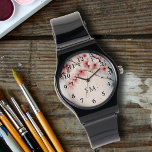 Cherry Blossom Florenz Mit Monogramm Armbanduhr<br><div class="desc">Fügen Sie eine Touch Elegance mit dieser Watercolor Cherry Blossom Floral Girly Mit Monogramm Watch! Mit einem zarten Kirschblütendesign in Rosa und Blau kombiniert diese Uhr Schönheit und Funktionalität. Schwarze Typografie-Zahlen bilden den Rahmen für das Design, während Ihre personalisierten Initialen oder Monogramme in elegantem Schwarz-Script eine einzigartige Touch unter den...</div>
