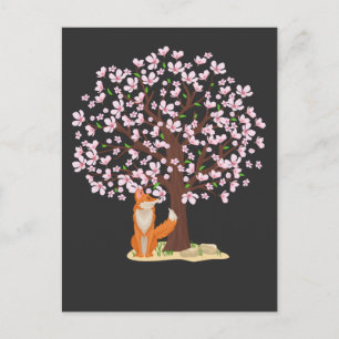 Cherry Blossom Fox Japanischer Sakura-Baum Postkarte