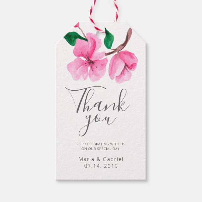 Cherry Blossom. Frühjahrshochzeit Danke, dass Sie  Geschenkanhänger (Vorderseite)