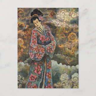 Cherry Blossom Geisha, Fine Art Products Postkarte
