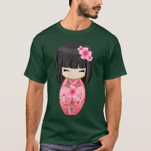 Cherry Blossom Geisha Japanisch Kokeshi Doll T-Shirt