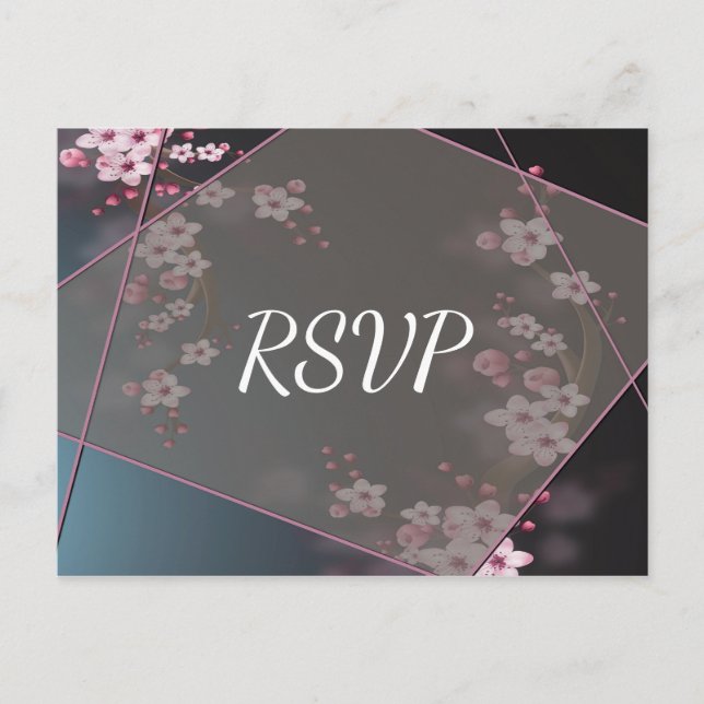 Cherry Blossom Geometric Floral UAWG Einladungspostkarte (Vorderseite)