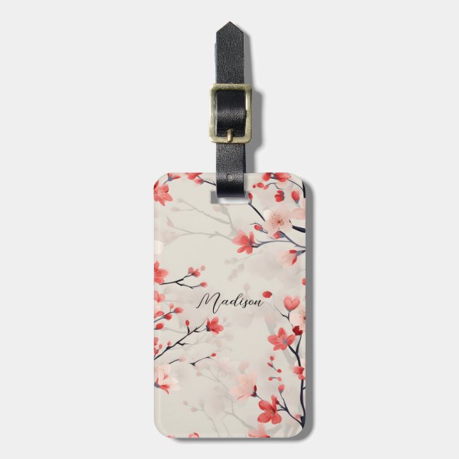 Cherry Blossom Gepäckmarke Gepäckanhänger (Vorderseite vertikal)