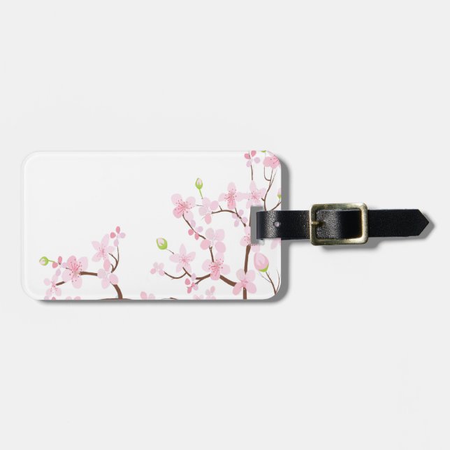 Cherry Blossom Gepäckstück mit Ledergurt Gepäckanhänger (Vorderseite horizontal)