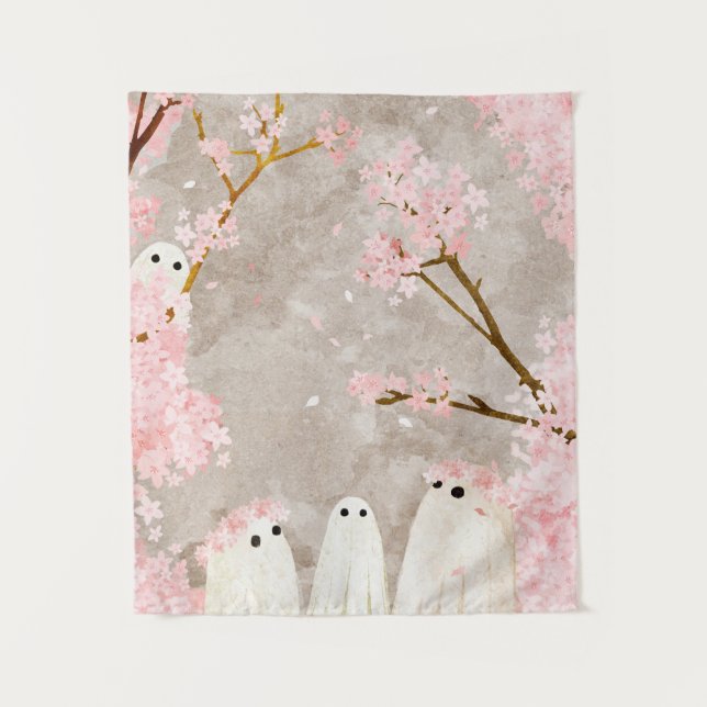 Cherry Blossom Ghosts Wandteppich (Vorderseite)