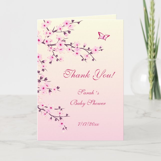 Cherry Blossom Girl Babyshower Dankeskarte (Vorderseite)