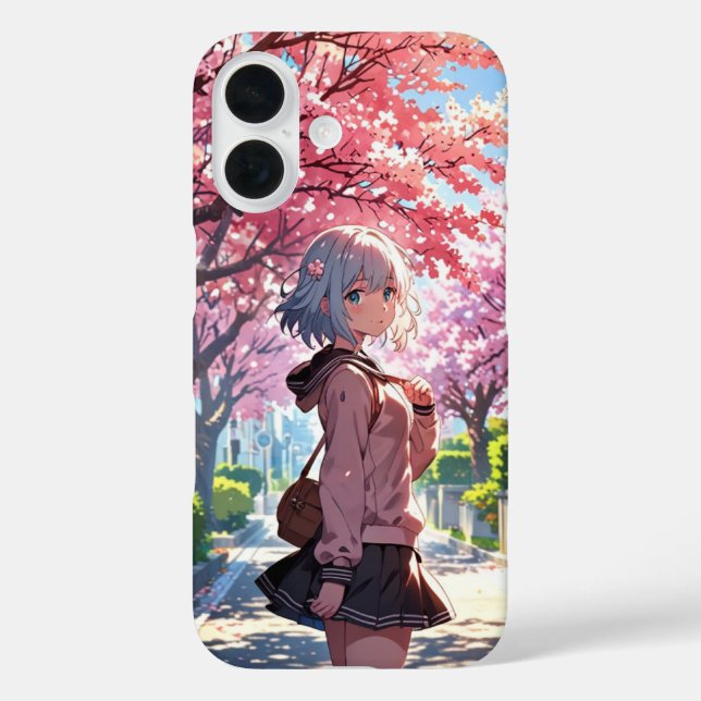 Cherry Blossom Girl iPhone 16 Hülle (Rückseite)