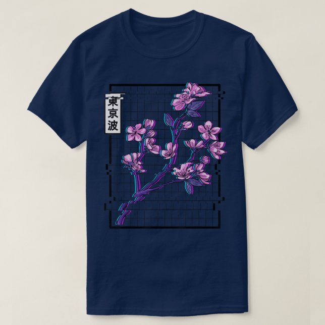 Cherry Blossom Glitch Pastel Japan Art Vaporwave A T-Shirt (Design vorne)