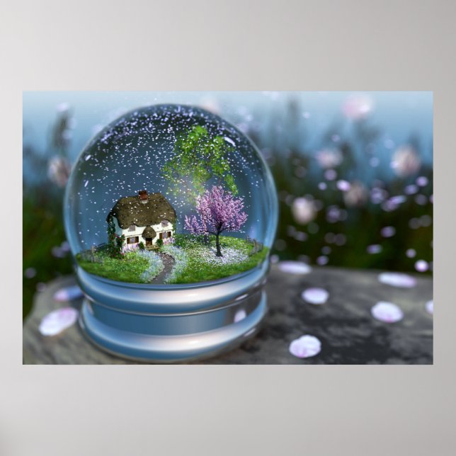 Cherry Blossom Globe Print Poster (Vorne)