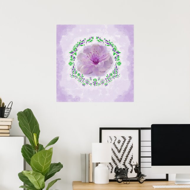 Cherry Blossom Green und Lilac Poster (Heimbüro)