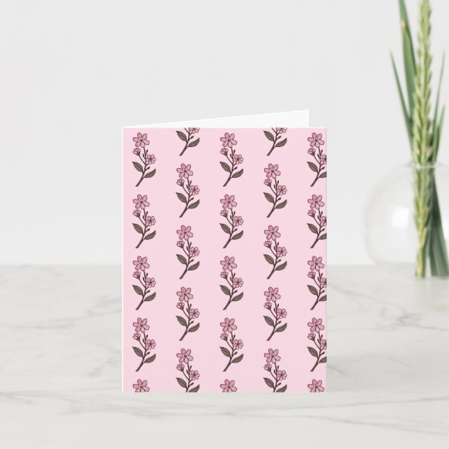 Cherry Blossom Greetings Card - rosa Muster Karte (Vorderseite)