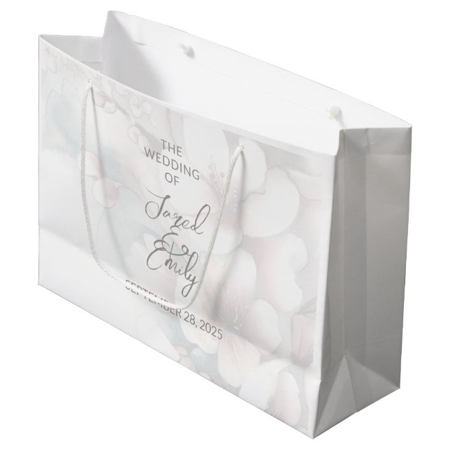 Cherry Blossom Große Hochzeitsgeschenktasche Große Geschenktüte (Vorderseite Schrägansicht)