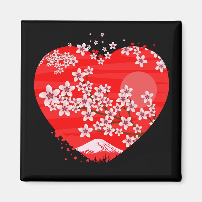 Cherry Blossom Herz Magnet (Vorne)