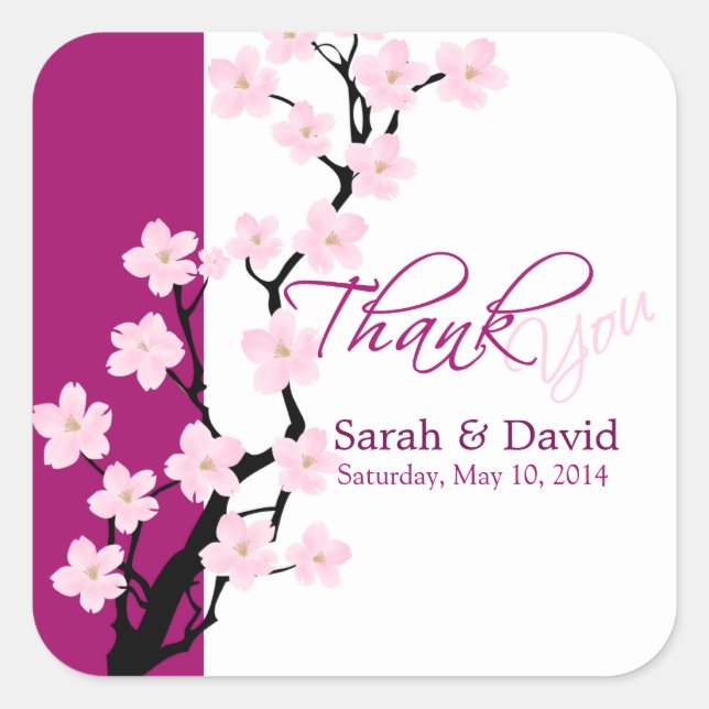 Cherry Blossom | Hochzeit Dankeschön Sticker (Vorderseite)
