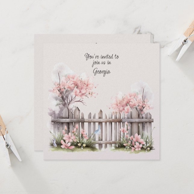 Cherry Blossom Hochzeit in Georgien Einladung (Vorderseite/Rückseite Beispiel)