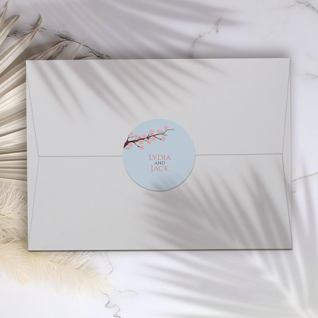 Cherry Blossom Hochzeit Runder Aufkleber (Von Creator hochgeladen)