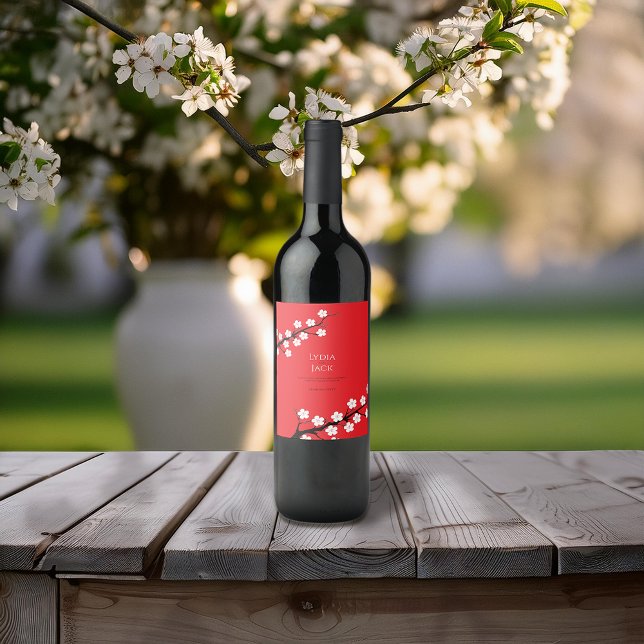 Cherry Blossom Hochzeit Weinetikett (Von Creator hochgeladen)