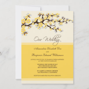 Cherry Blossom Hochzeitseinladung (gelb) Einladung