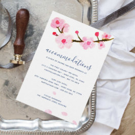 Cherry Blossom Hochzeitsunterkünfte Begleitkarte