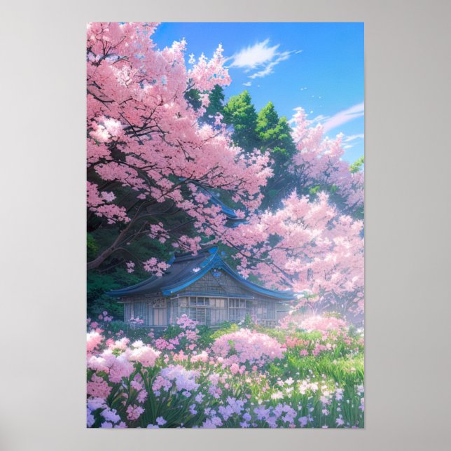 Cherry Blossom Hütte Poster (Vorne)
