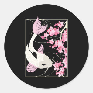 Cherry Blossom I Japanischer Fisch I Koi Carp Runder Aufkleber