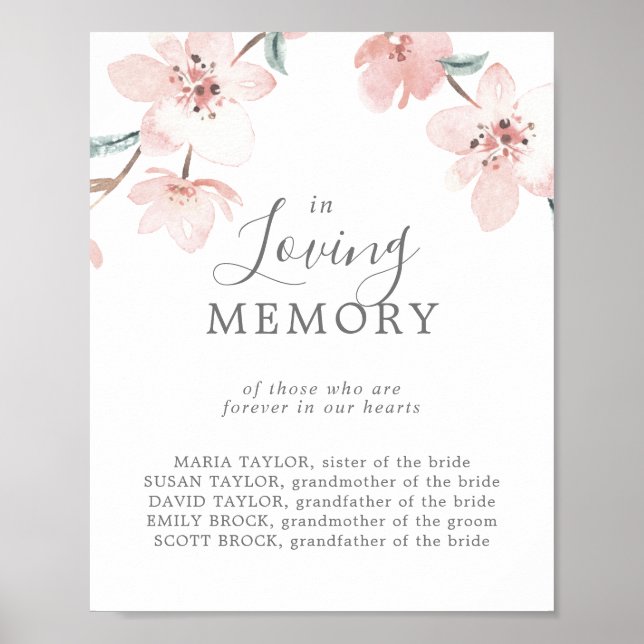 Cherry Blossom in Love Memory Memorial-Zeichen Poster (Vorne)