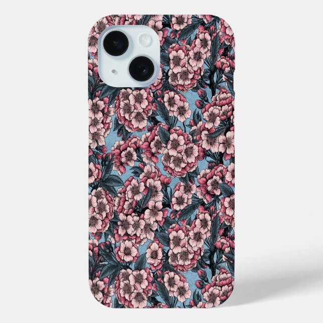 Cherry blossom in pink and blue Case-Mate iPhone hülle (Rückseite)