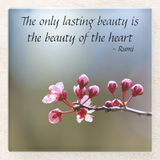 Cherry Blossom Inspirational Zitat Glasuntersetzer (Vorderseite)