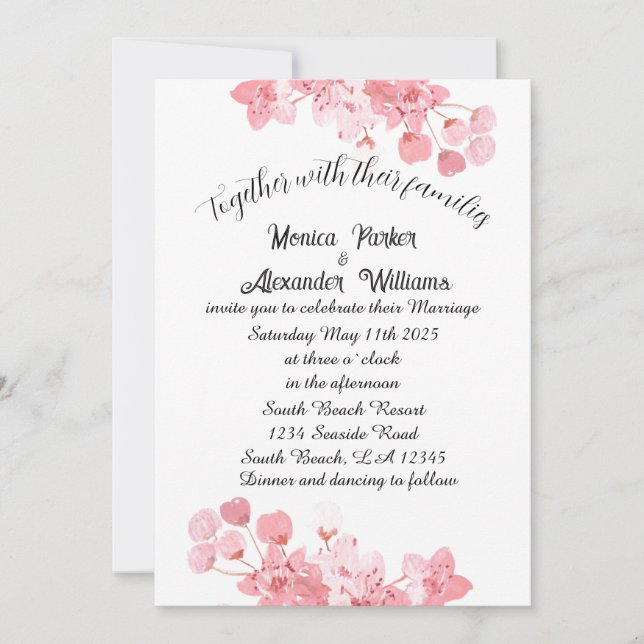 Cherry Blossom Japanisch Sakura Pink Blume Einladung (Vorderseite)