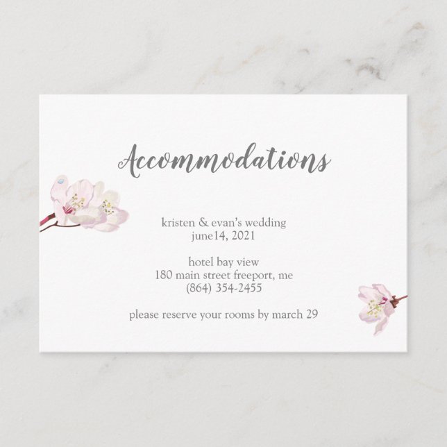 Cherry Blossom Japanisch Sakura Unterkünfte Begleitkarte (Vorderseite)