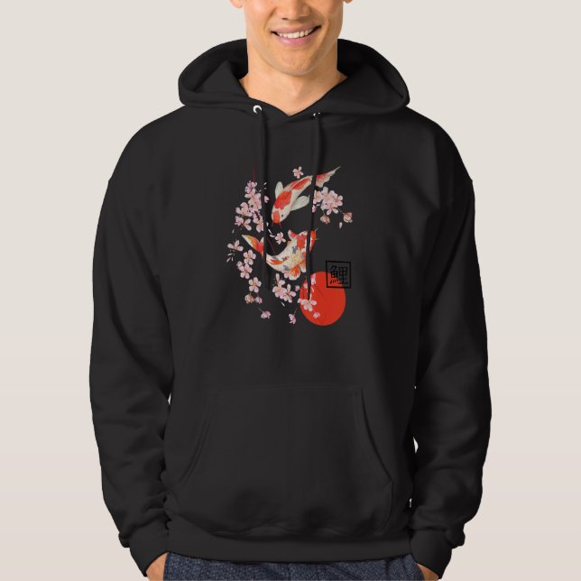 Cherry Blossom Japanischer Koi Carp Fisch Sakura G Hoodie (Vorderseite)