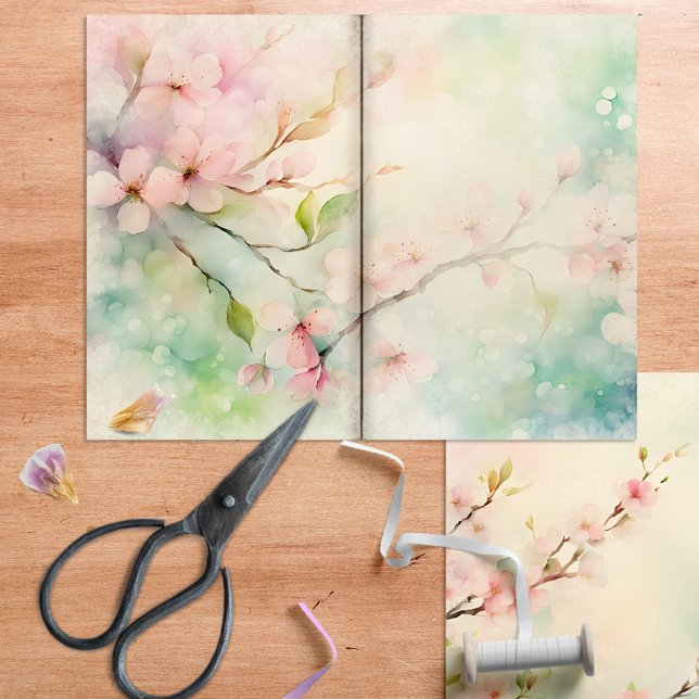 Cherry Blossom Journal-Seite (Cherry blossom journal paper in double page style. Just fold and craft! 
)