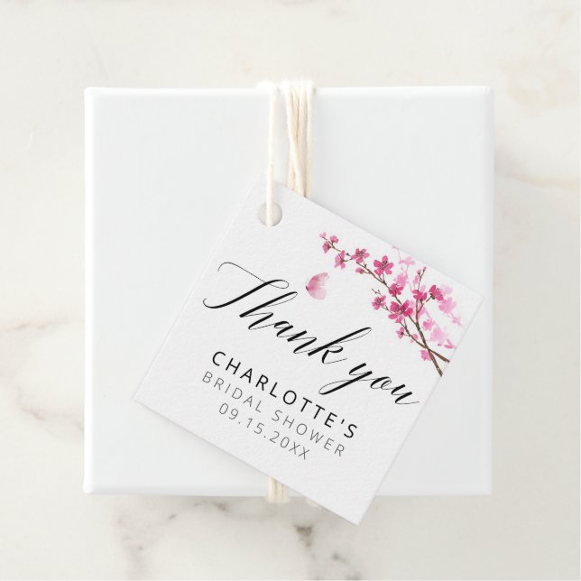 Cherry Blossom Kalligraphie Pink Vielen Dank Geschenkanhänger (Beispiel)