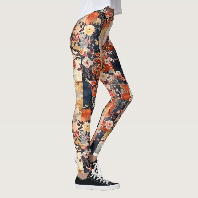 Cherry Blossom Kimono Spllice Leggings - Hübsch (Rechts)
