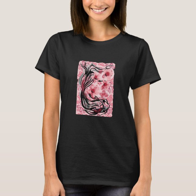 Cherry Blossom Koi Japanisch Koi Carp Spring Nishi T-Shirt (Vorderseite)