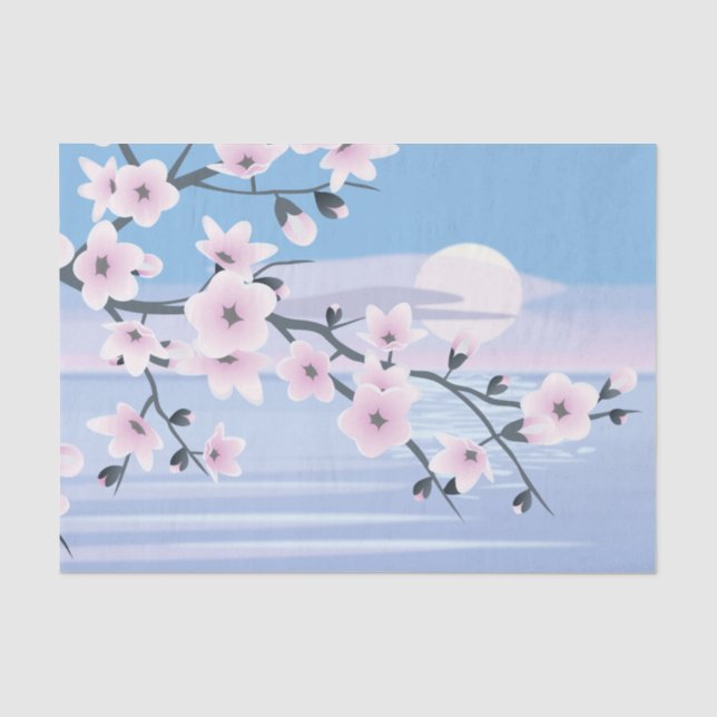 Cherry Blossom Landschaftsmeer Seidenpapier (Vorderseite)
