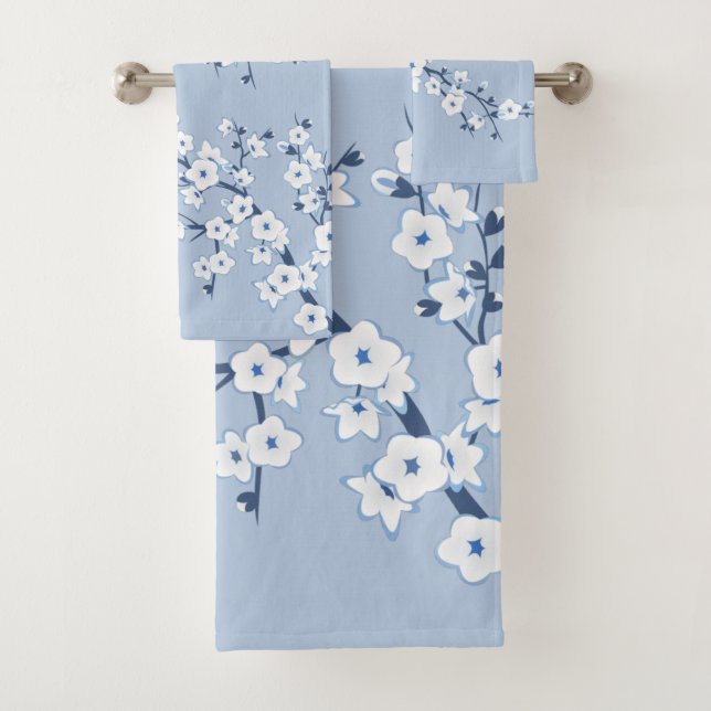 Cherry Blossom Light Blue Badhandtuch Set (Insitu)