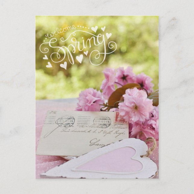 Cherry Blossom Loveletter Spring Text Postkarte (Vorderseite)