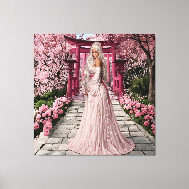 Cherry Blossom Maiden Wall Art Leinwanddruck (Vorderseite)