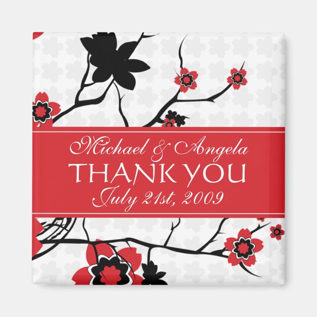 Cherry Blossom Modern Vielen Dank Magnet (Vorne)