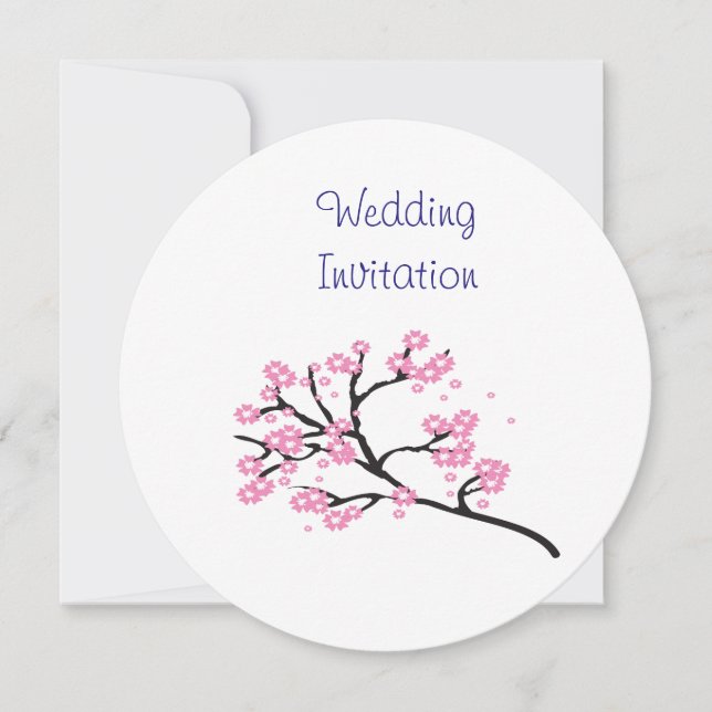 Cherry Blossom Moderne, einfache Hochzeitsideen Einladung (Vorderseite)