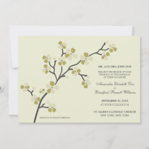 Cherry Blossom Moderne Hochzeitseinladung:Olivegrü Einladung