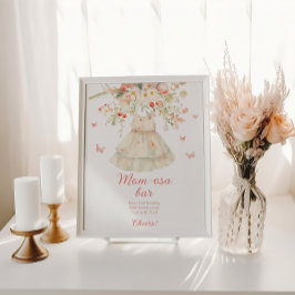 Cherry Blossom Momosa Bar Clothesline Babydusche Poster