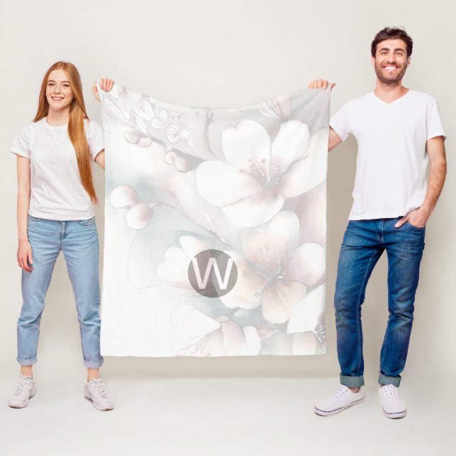 Cherry Blossom Monogram Fleece Blanket (Beispiel)